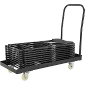 Oviala - 50 zwarte inklapbare stoelen en transportkar - REKKEM