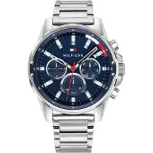 Tommy Hilfiger Analoog horloge 'Mason' donkerblauw / watermeloen rood / zilver / wit