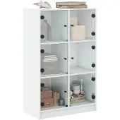vidaXL Hoge kast met deuren 68x37x109 cm bewerkt hout wit