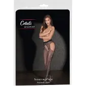 Cottelli collection Legwear - open jarretkous - glanzend - zwart (S-L)