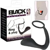 Black Velvets - anale plug met penisring - siliconen - zwart