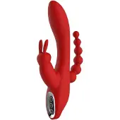 Dream Toys Red Revolution Hera - oplaadbare, waterdichte 3-armige vibrator (rood)