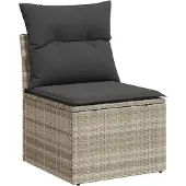 vidaXL 6-delige Loungeset met kussens poly rattan lichtgrijs
