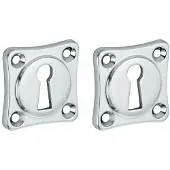 Artitec Set van twee sleutelplaatjes vierkant 38 mm glans chroom