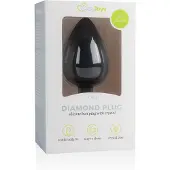 EasyToys Diamond - anaalplug met witte steen - groot - zwart