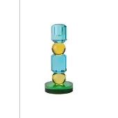 Giftcompany Geleurde Glazen Kandelaar Sari Aqua - Blauw - Groen - Kristal