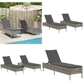 vidaXL Ligstoelen 2 st met kussens poly rattan grijs