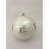 J-Line Kerstbal mat glas ivoor/glitter/diamant 12cm