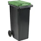 ESE Afvalcontainer 180 liter grijs met groen deksel - GFT container