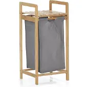 Lumaland Bamboe wasmand - 33 x 33 x 73 cm - Donkergrijs