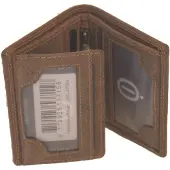 Oi Hunter bruin leren portemonneetje / Klein beursje met magneet sluiting / compact pasjesmapje met 3 zichtvakken en ruimte voor biljetten / RFID SAFE / bruin leer / 475H