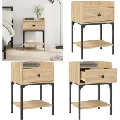 vidaXL Nachtkastje 40,5x31x60 cm bewerkt hout sonoma eikenkleurig