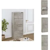 vidaXL - Schoenenkast - 63x24x147 - cm - bewerkt - hout - betongrijs