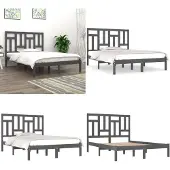 vidaXL Massief houten bed, grijs, grenen, 200x200 cm