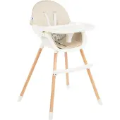 Kikkaboo 2 In 1 Nutri Wood Home Highchair Beige Kinderen