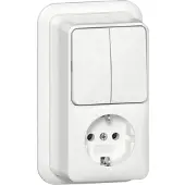 Gira combinatie serieschakelaar/stopcontact met randaarde 16A 250V - zuiver wit (417511)