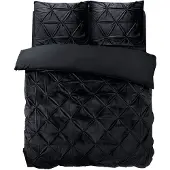Sleeptime dekbedovertrek Pintuck - velvet - zwart - 140x220