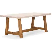 BUITEN living Velora dining tuintafel 4 personen | polystone + hardhout | travertinlook | 200cm