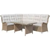 Denza Furniture Glasgow dining wicker loungeset 6 personen | wicker | Royal Sand | 5-delig - 258x202cm