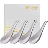 Tokyo Design Studio Nippon White - Goude Rand Lepelset 4 stuks - Wit Goud