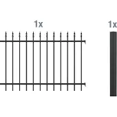 Alberts Metalen hek Uitbreidingsset Chaussee Hoogte: 100 en 120 cm, breedte: 200 cm, om in beton te verankeren