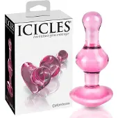 Icicles No. 75 - glazen buttplug met hartje - roze