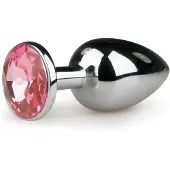EasyToys Metalen Buttplug - Zilver/Roze - S