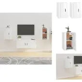 vidaXL Tv-kast - Tv-kasten - Televisiekast - Bijzetkast - Tv-wandmeubels 2 st 40x34,5x60 cm hoogglans wit