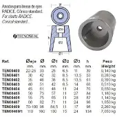 Tecnoseal Radice Shaft Anode 1.18kg Zilver 50 mm