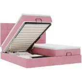 vidaXL Ottoman bed met matrassen 180x200cm fluweel roze