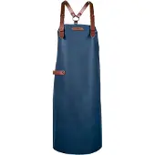 Xapron - Bovine Schort met Schouderbanden Large Leer - Leer - Blauw -