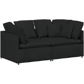 vidaXL Modulaire bank met kussens stof zwart