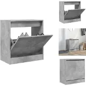vidaXL Schoenenkast 60x34x63,5 cm bewerkt hout betongrijs