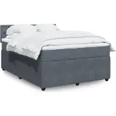 vidaXL Boxspring met matras fluweel donkergrijs 140x190 cm
