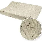 Meyco Baby Rib Mini Spot aankleedkussenhoes - sand melange - 50x70cm