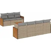 vidaXL 8-delige Loungeset met kussens poly rattan beige