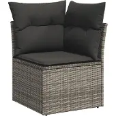 vidaXL 9-delige Loungeset met kussens poly rattan grijs