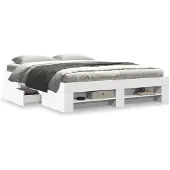 vidaXL Bedframe zonder matras 160x200 cm spaanplaat wit