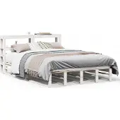 vidaXL Bedframe zonder matras massief grenenhout wit 135x190 cm