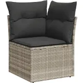 vidaXL 9-delige Loungeset met kussens poly rattan lichtgrijs