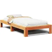 vidaXL Bed met matras massief grenenhout wasbruin 140x190 cm