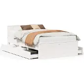 vidaXL Bedframe zonder matras met hoofdbord grenenhout wit 140x200 cm