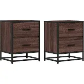 vidaXL Nachtkastjes 2 st 40x31x50 cm bewerkt hout bruin eikenkleurig