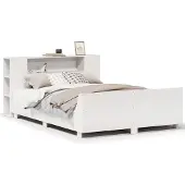 vidaXL Bedframe zonder matras massief grenenhout wit 135x190 cm