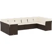 vidaXL 11-delige Loungeset met kussens poly rattan bruin