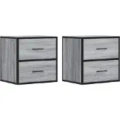 vidaXL Nachtkastjes 2st wandgemonteerd 40x31x39,5cm grijs sonoma eiken