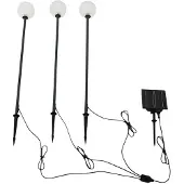 LINDBY LED lamp op zonne-energie Brindley, set van 3, zwart, glas Brindley, zwart, Aluminium, Modern