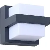 LINDBY Smart LED buiten wandlamp Fyra, hoekig, CCT RGB, Tuya dimbaar, alu / grijs / zink, Aluminium, Modern, slimme wandlamp buiten