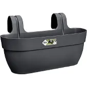 Elho Vibia Campana Easy Hanger L 46 - Balkonbak met Ophanghaken - 100% Gerecycled Plastic - Ø 46.0 x H 26.5 cm - Antraciet