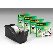 Scotch Tape Dispenser C60, Zwart + 4 Rollen Magic Tape 19 mm x 33 m